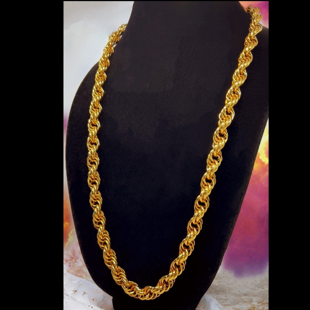Chainmaille Gold-Tone Solid Rope Chain Necklace